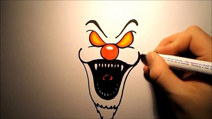 Scary clown drawing cool scary easy drawings