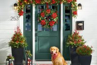 Christmas decor at front door