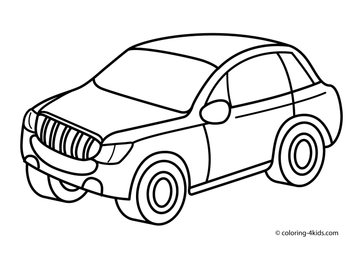 Car black and white drawing easy