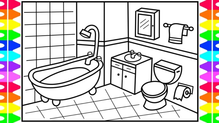 Animated bathroo drawing easy