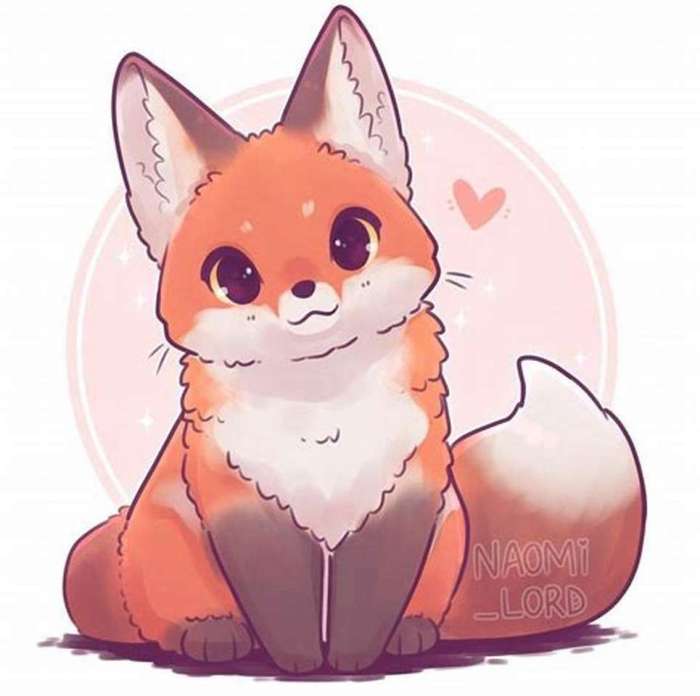 Grey fox cute easy drawing