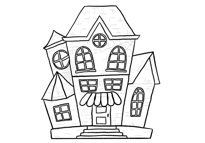 Big old creepy house drawing easy